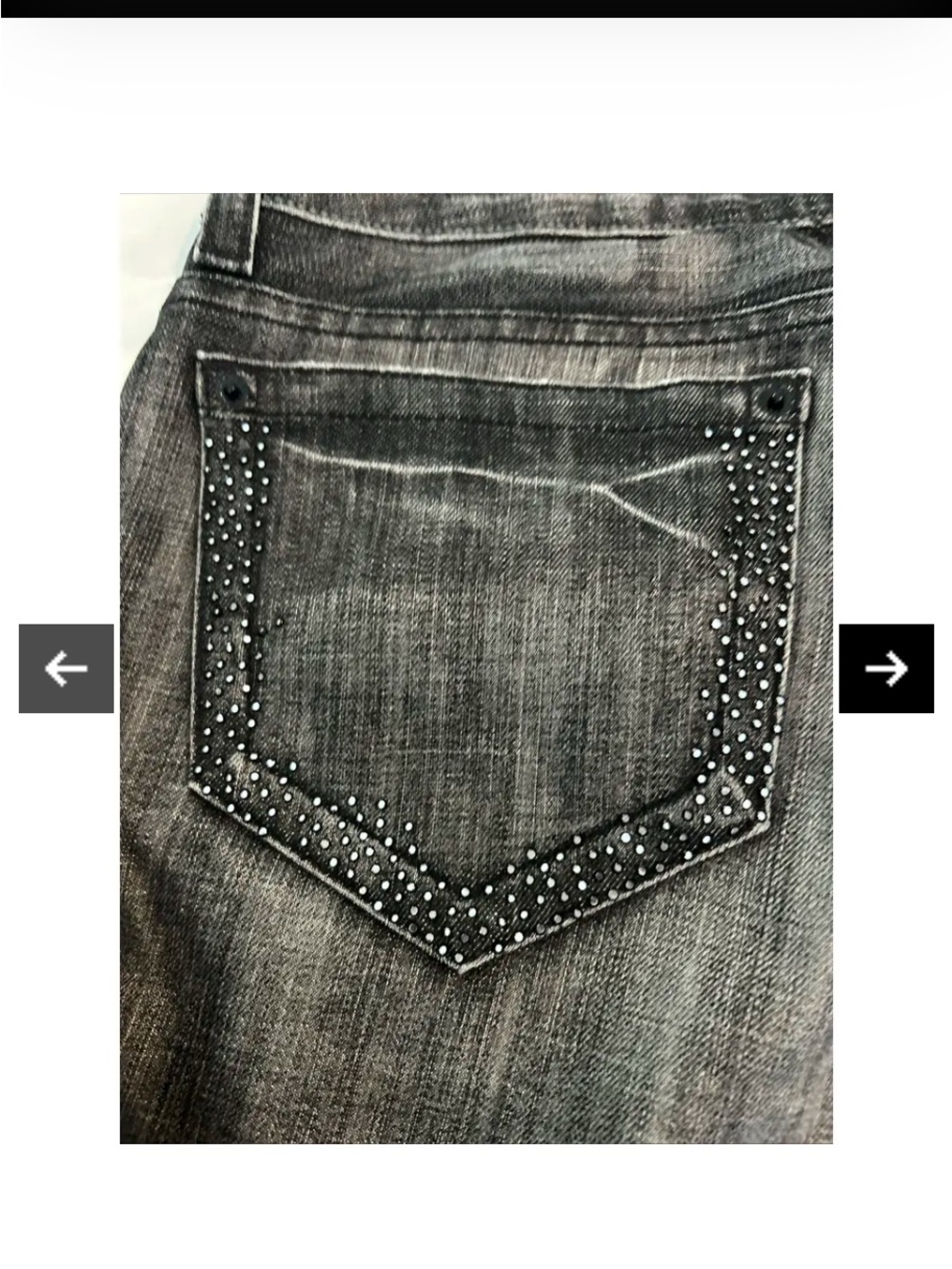 Guess Premium Low Rise straight leg washed black rhinestone embellished jeans 30 - Picture 10 of 13
